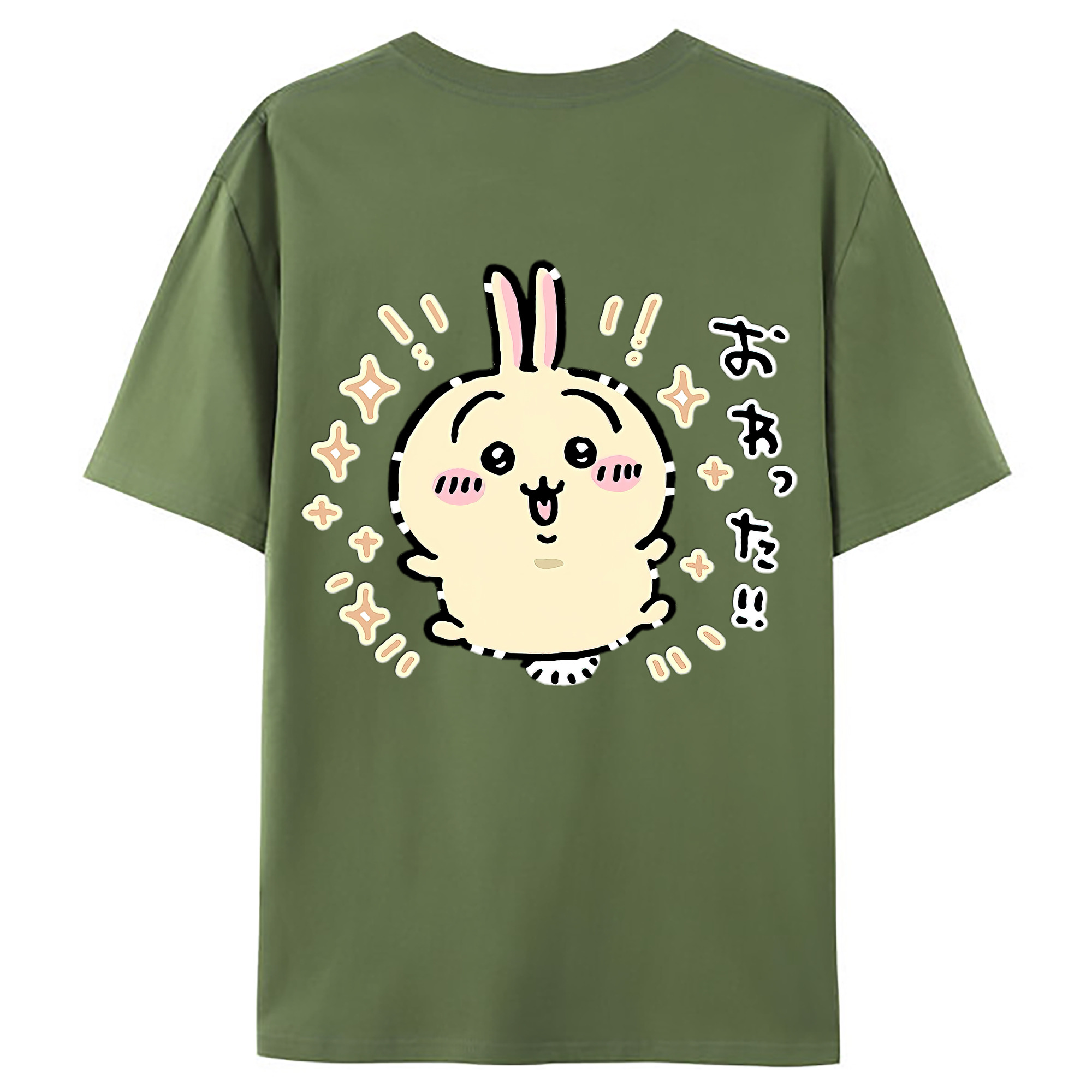 （画像用） ちいかわ うさぎ Chii-kawa usagi 綿100％ メンズ半袖Tシャツ（バックプリント） 通気性